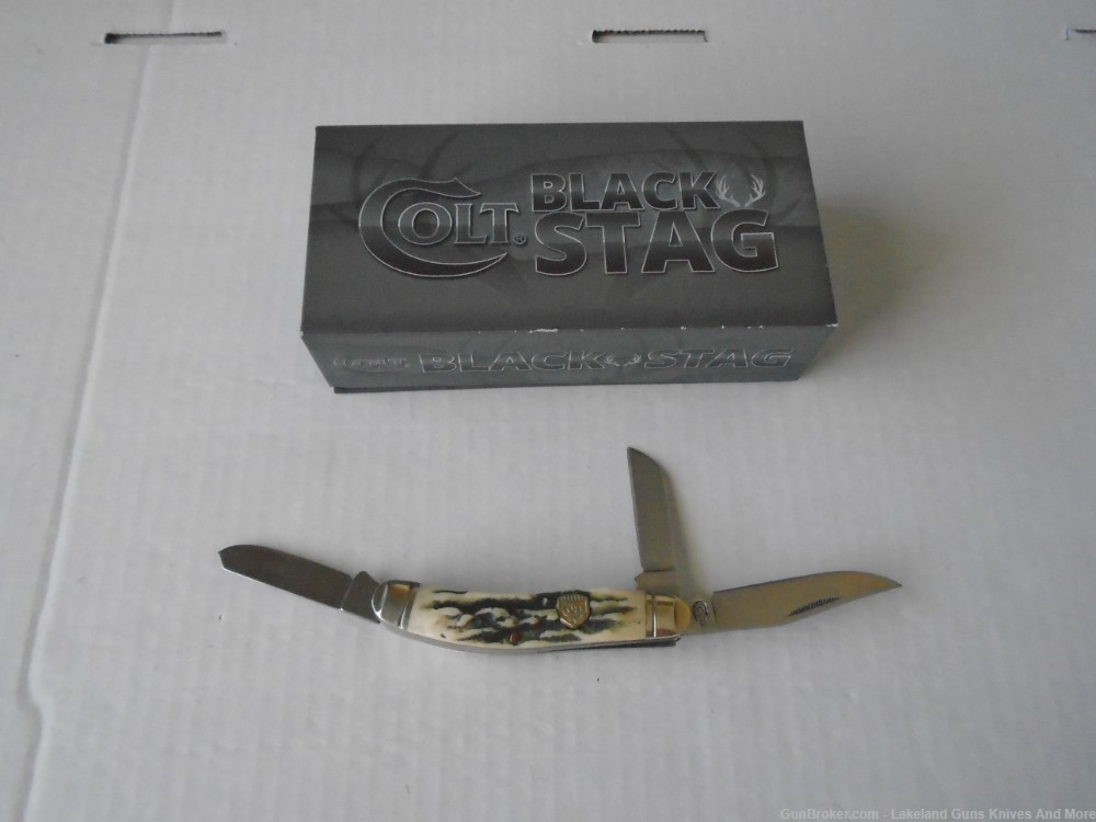 NIB New In Box COLT CT248 3 Blade Stag Handle Sowbelly Knife!-img-4