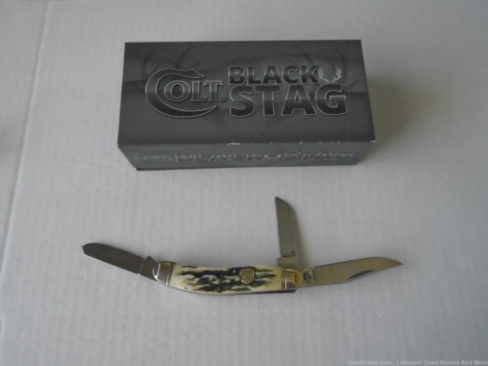 NIB New In Box COLT CT248 3 Blade Stag Handle Sowbelly Knife!-img-3