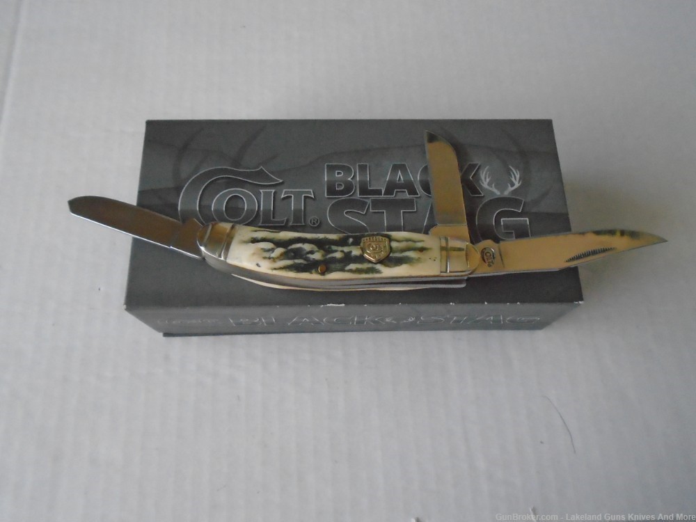 NIB New In Box COLT CT248 3 Blade Stag Handle Sowbelly Knife!-img-1