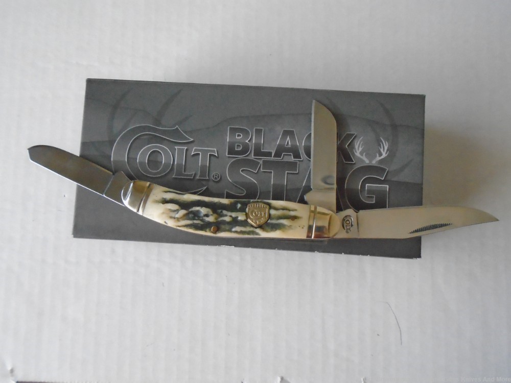 NIB New In Box COLT CT248 3 Blade Stag Handle Sowbelly Knife!-img-2