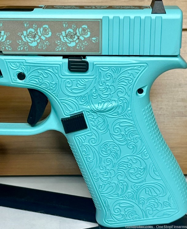 Glock 43x Custom "Tiffany & Roses" Handgun 9mm Luger 10Rd Pistol-img-4