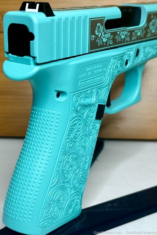 Glock 43x Custom "Tiffany & Roses" Handgun 9mm Luger 10Rd Pistol-img-2