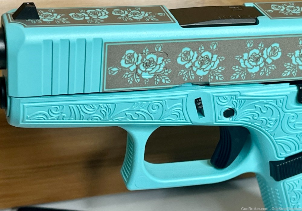 Glock 43x Custom "Tiffany & Roses" Handgun 9mm Luger 10Rd Pistol-img-5