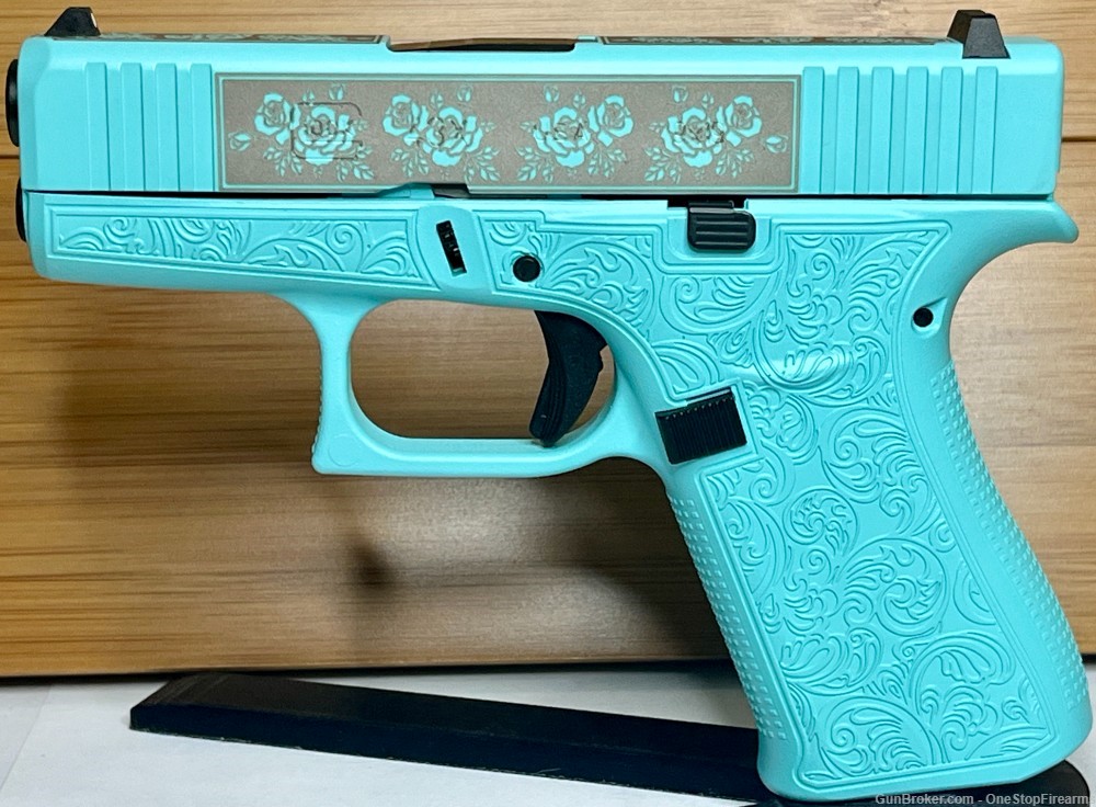 Glock 43x Custom "Tiffany & Roses" Handgun 9mm Luger 10Rd Pistol-img-0