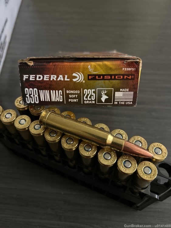 20 rounds 338 win mag Federal Fusion 225 grain SP Ammo-img-0