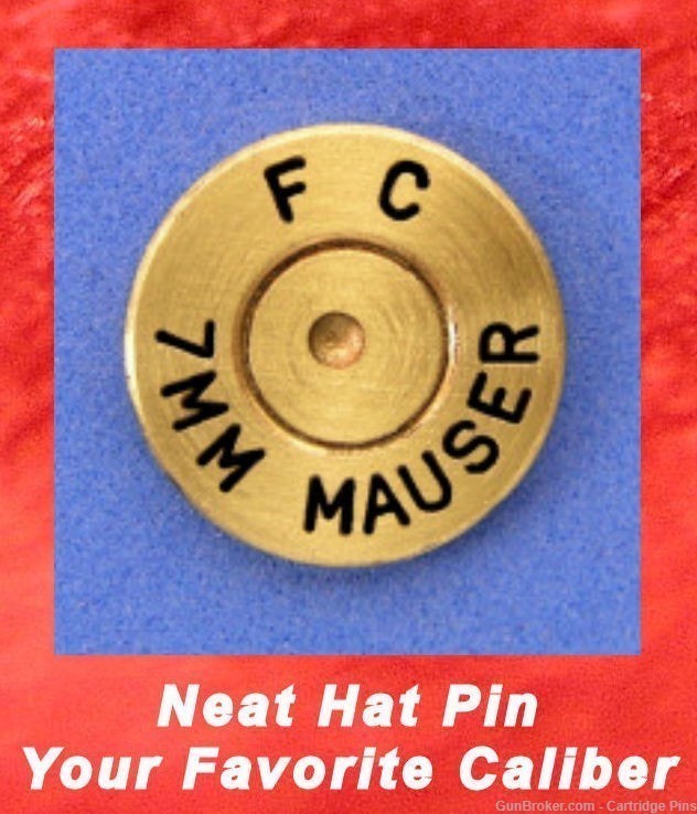 Federal  FC  7 mm Mauser  Brass Hat Pin Tie Tack Ammo Bullet-img-0