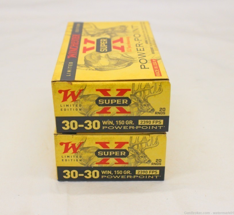 Winchester SUPER X 30-30 Win Ammo Lot 40rds 150gr. POWER-POINT 100th Anniv.-img-1