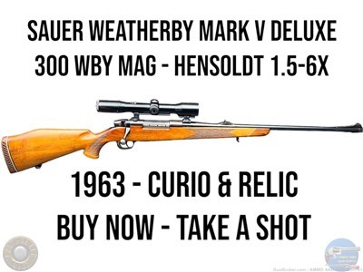 SAUER WEATHERBY MARK V DELUXE 300 WBY MAG - 24" - 1963 - HENSOLDT 1.5-6X