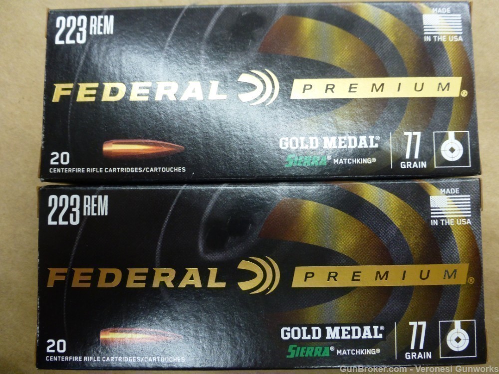 FEDERAL GOLD MEDAL 223 REM 77gr SIERRA MATCHKING 40rds GM223M3 AR15 M4 556-img-0