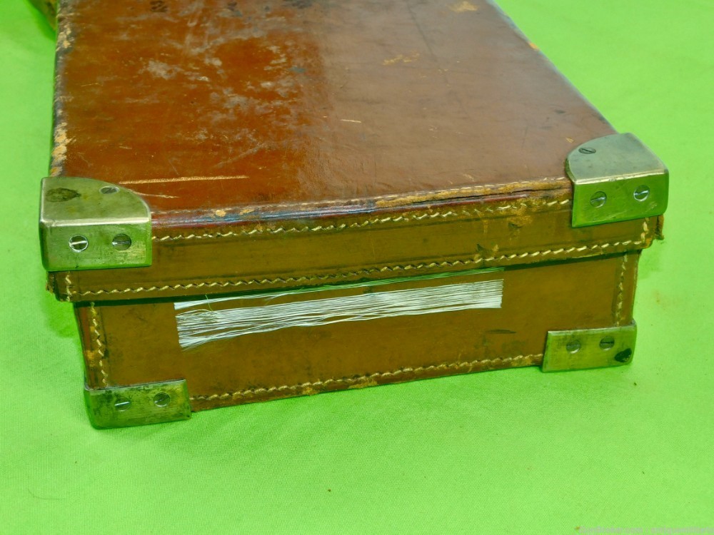 Antique Vintage Old Shotgun Hunting Rifle Leather Case Box Holder-img-12