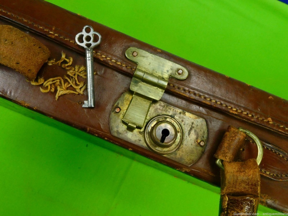 Antique Vintage Old Shotgun Hunting Rifle Leather Case Box Holder-img-8