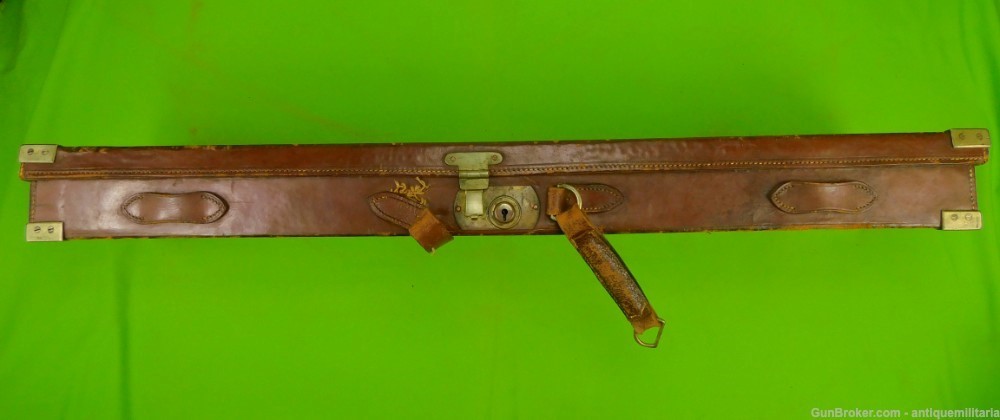 Antique Vintage Old Shotgun Hunting Rifle Leather Case Box Holder-img-9