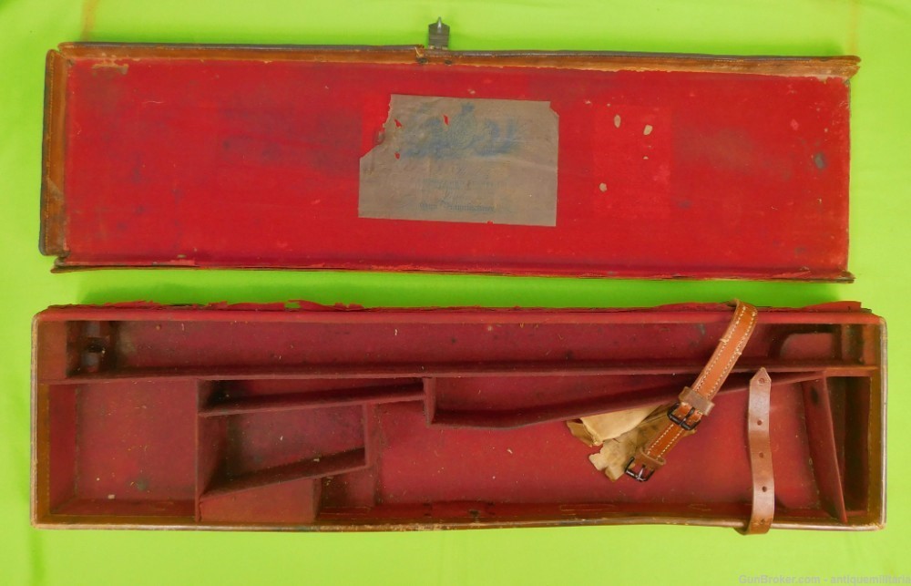 Antique Vintage Old Shotgun Hunting Rifle Leather Case Box-img-1