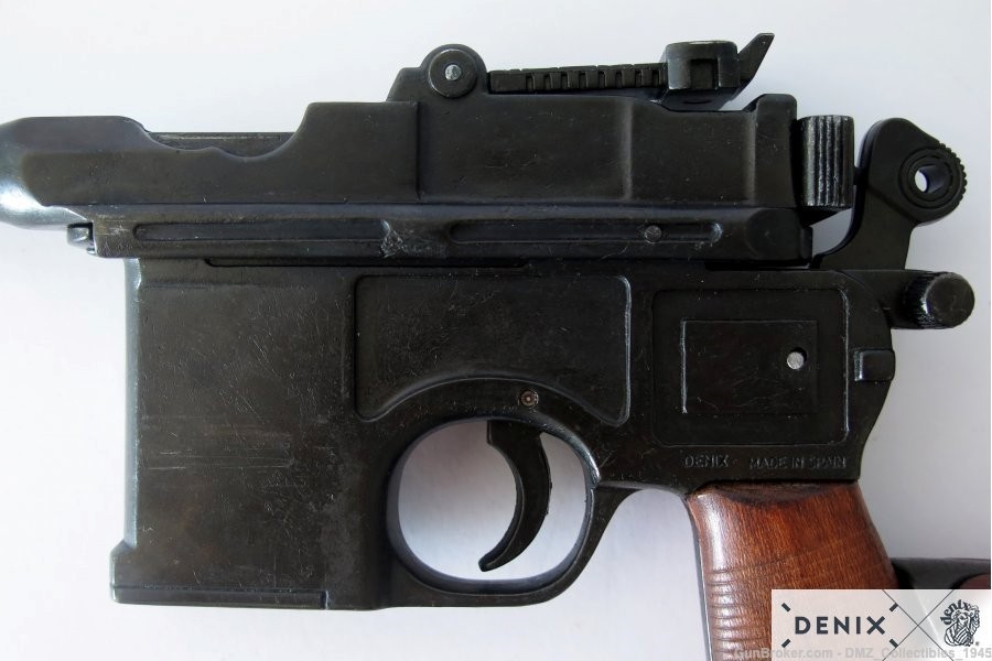WW1 WWII C1896 German Mauser Pistol Gun w/ Wood Stock Non-Firing Replica-img-3