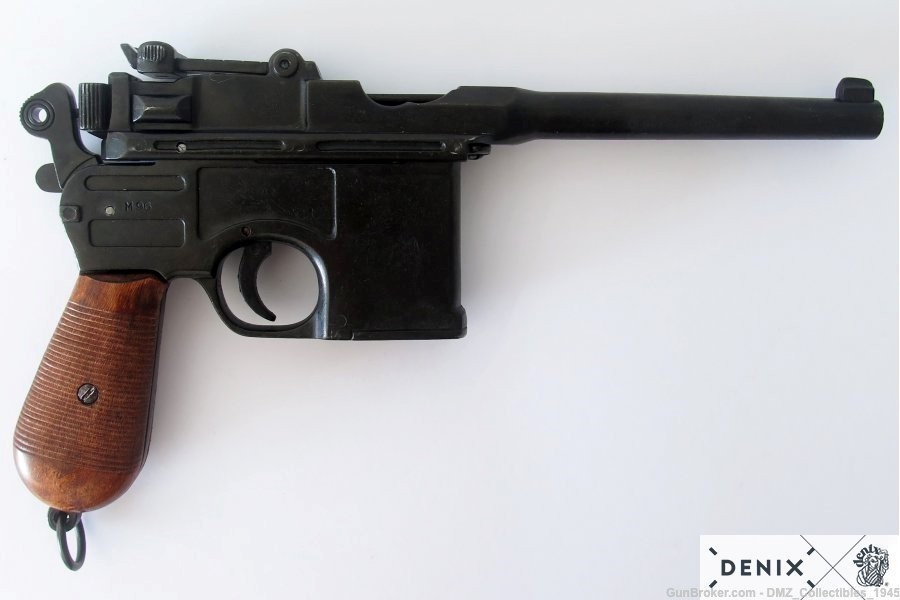 WW1 WWII C1896 German Mauser Pistol Gun w/ Wood Stock Non-Firing Replica-img-5