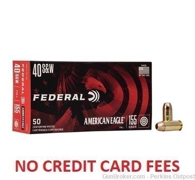 500 Rounds American Eagle 40 S&W 155gr FMJ 50/bx -img-0