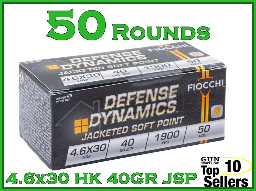 Fiocchi Defense Dynamics 4.6x30 Ammo 40gr JSP Soft Pt 46EXB MP7 Ammo 50ct-img-0