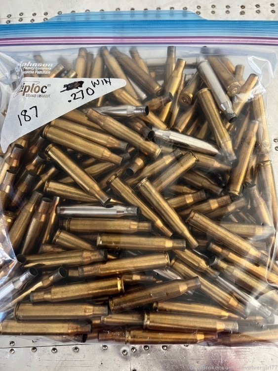 .270 win Once fired brass - 187 rounds - free shipping -img-0