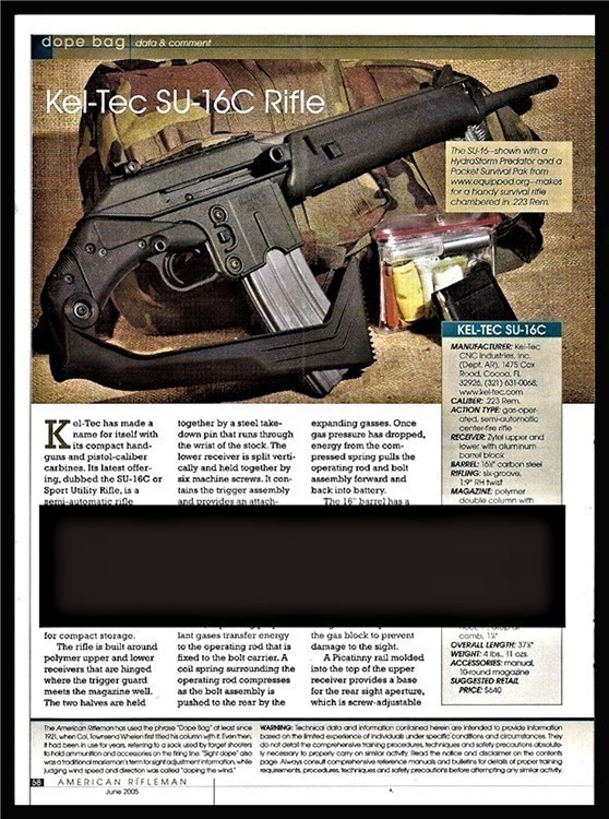 2005 KEL-TEC SU-16C Rifle 2 page Evaluation Article-img-0