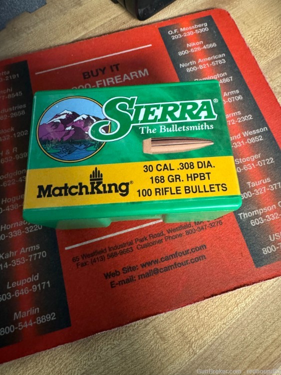 Sierra 30 CAL .308 DIA 168 GR HPBT #2200 QTY 100-img-0