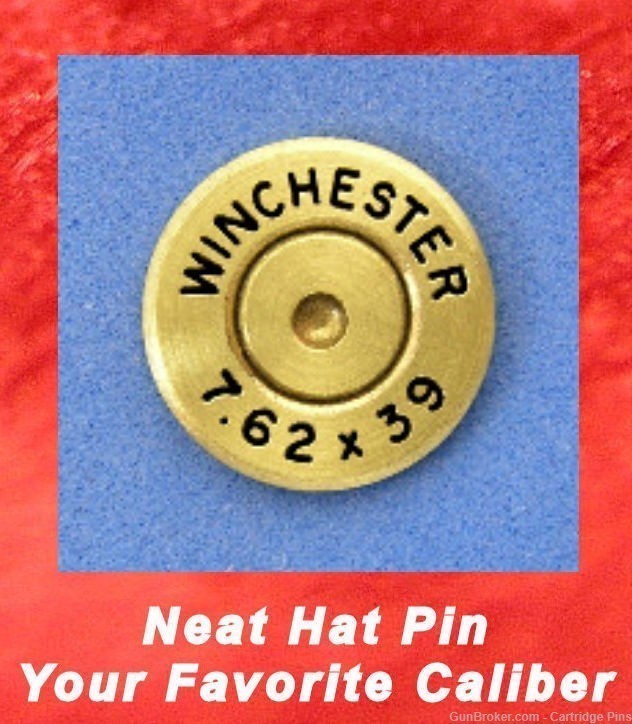 Winchester 7 x 39  Brass Cartridge Hat Pin  Tie Tac  Ammo Bullet-img-0