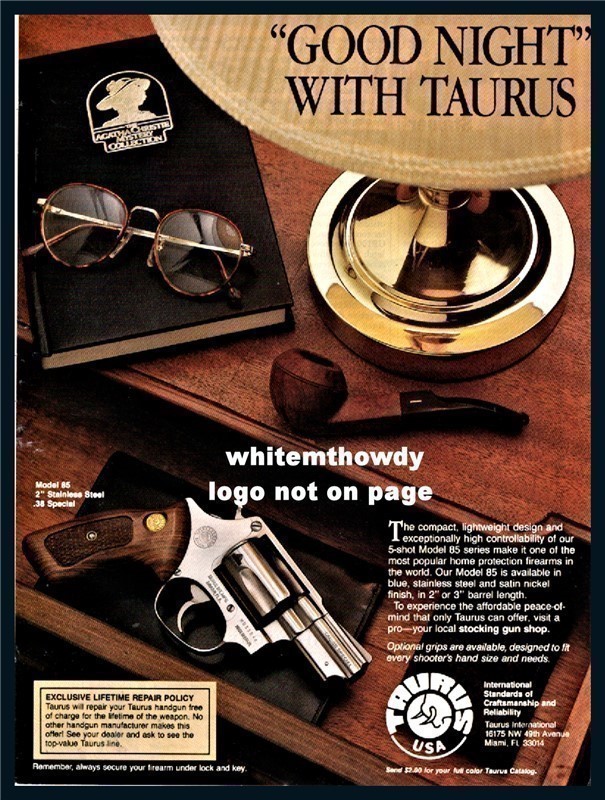1991 TAURUS Model 85 .38 Special Revolver PRINT AD-img-0