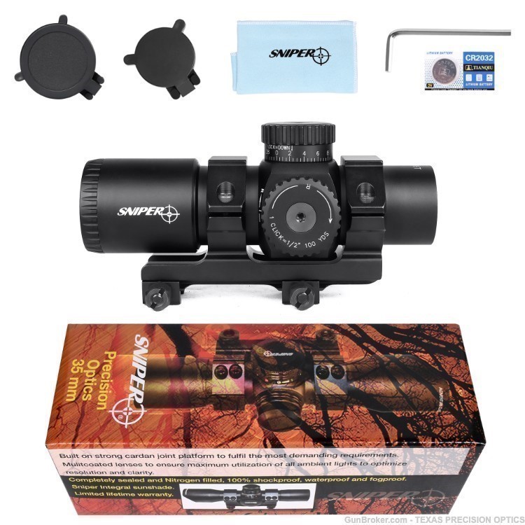 Sniper Compact Red Dot Sight Scope Style 35mm Tube Picatinny Mount w/ cap-img-2