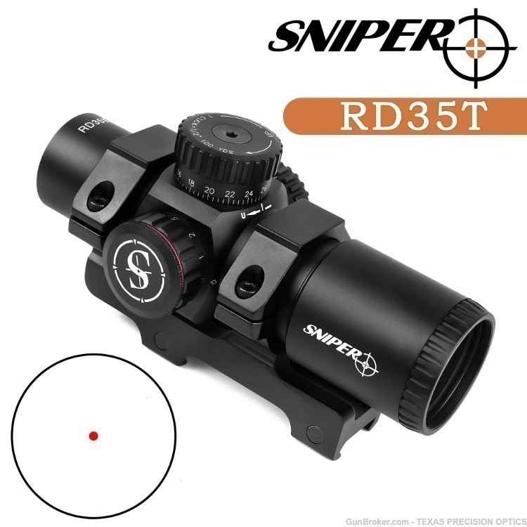 Sniper Compact Red Dot Sight Scope Style 35mm Tube Picatinny Mount w/ cap-img-0