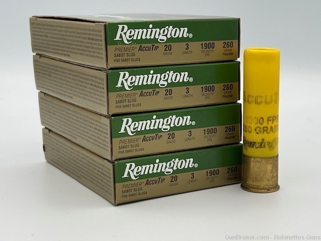 20 Rounds Remington Premier AccuTip Accu Tip 20ga 260gr Slugs PRA20M-img-0