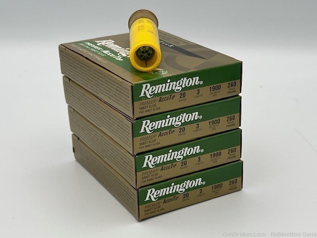 20 Rounds Remington Premier AccuTip Accu Tip 20ga 260gr Slugs PRA20M-img-1