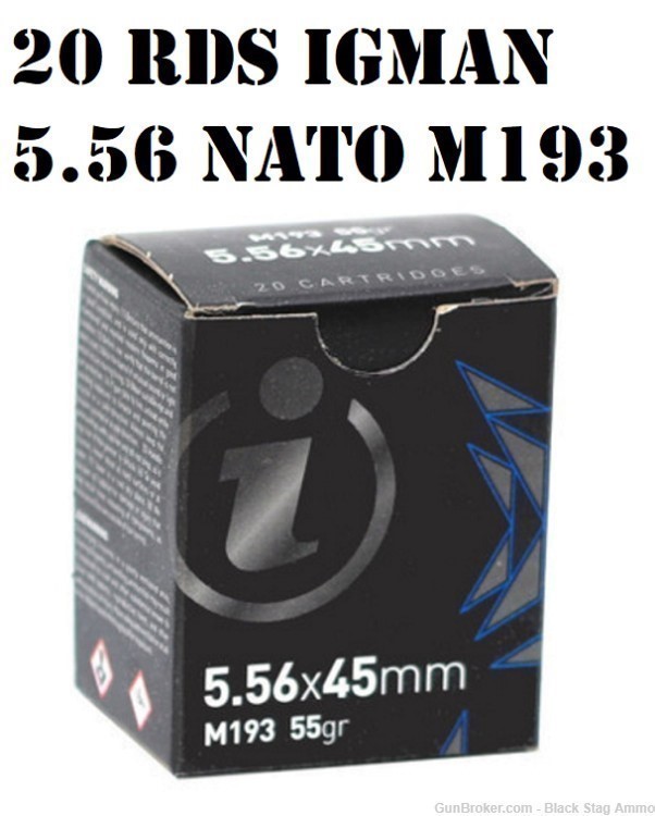 20 rds M193 Igman 5.56 .223 556 NATO fmj 55gr ammo-img-0
