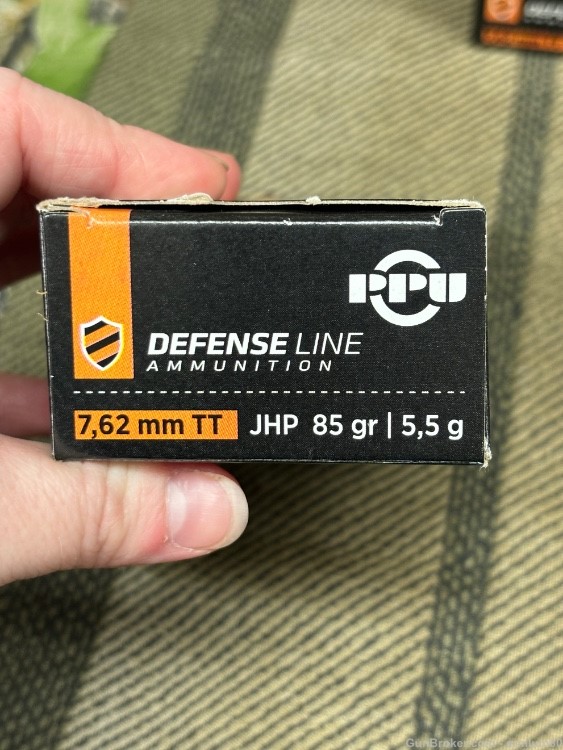 PPU Defense Line 7.62x25 Tokarev JHP 85 GR. Ammo 250 ROUNDS -img-1