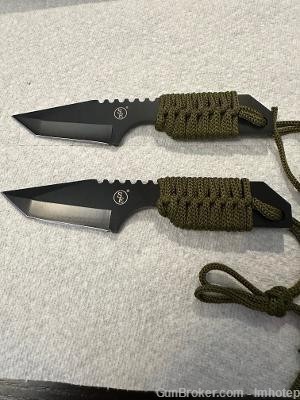 Pair Stainless Hunting Knives Flint Fire Starter -img-0