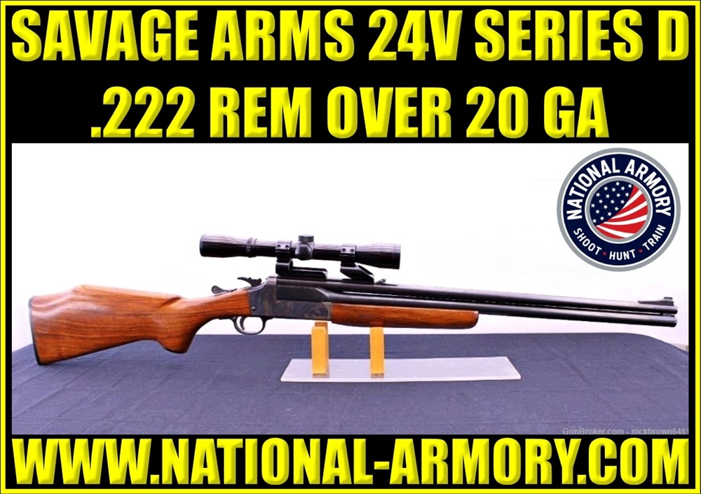 SAVAGE ARMS MODEL 24V SERIES D 222 REM OVER 20 GA CASE HARDENED W/ WALNUT-img-0