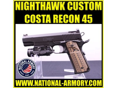NIGHTHAWK CUSTOM COSTA RECON 1911 45 ACP 5” BARREL W/ RANGE BAG & TRL1-HL