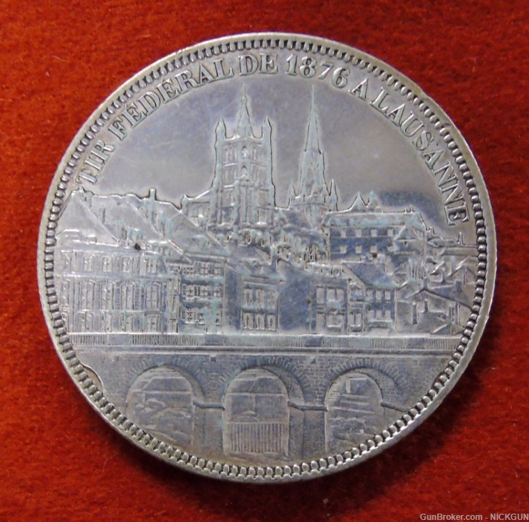 Switzerland. This is the 1876 five francs silver medal issued in Lausanne-img-3