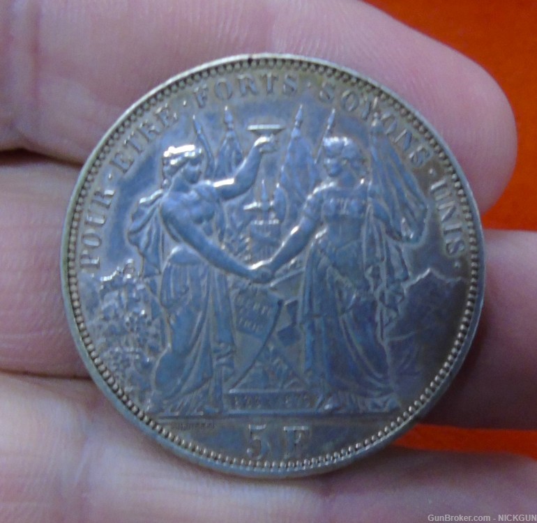 Switzerland. This is the 1876 five francs silver medal issued in Lausanne-img-4
