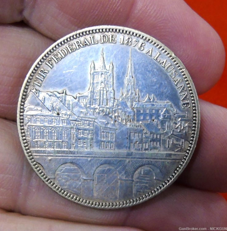 Switzerland. This is the 1876 five francs silver medal issued in Lausanne-img-5