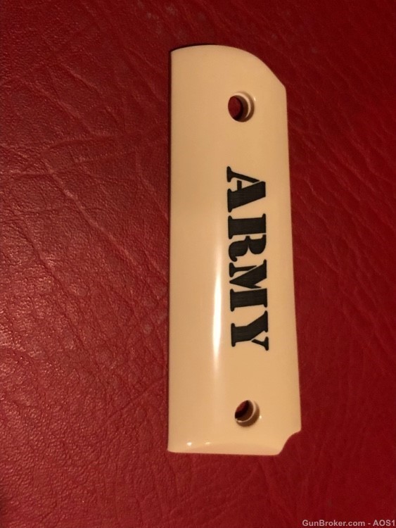 Ajax Grips Ivory Polymer Colt 1911 Scrimshaw ARMY NOS-img-4