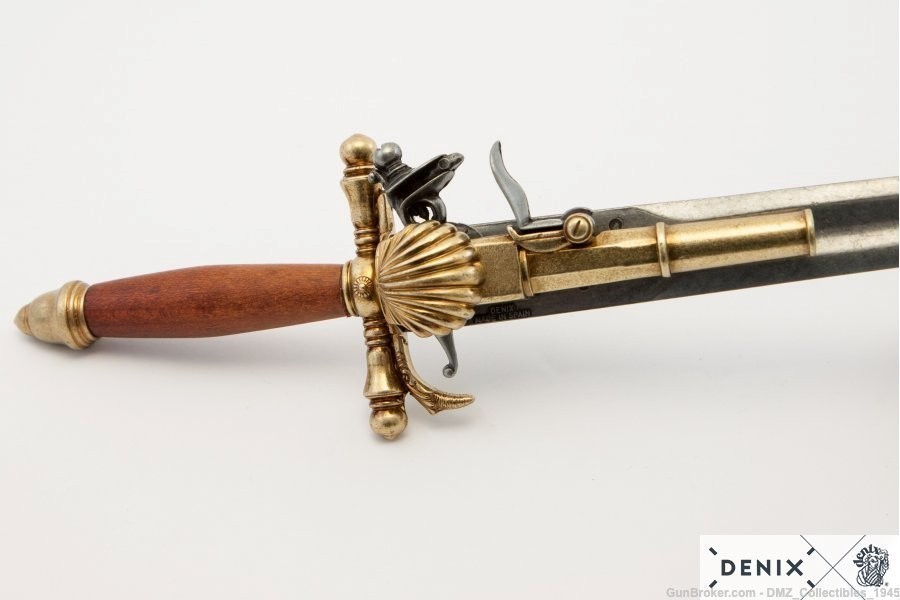 1700s French Non Firing Dagger Pistol Gun by Denix of Spain-img-4