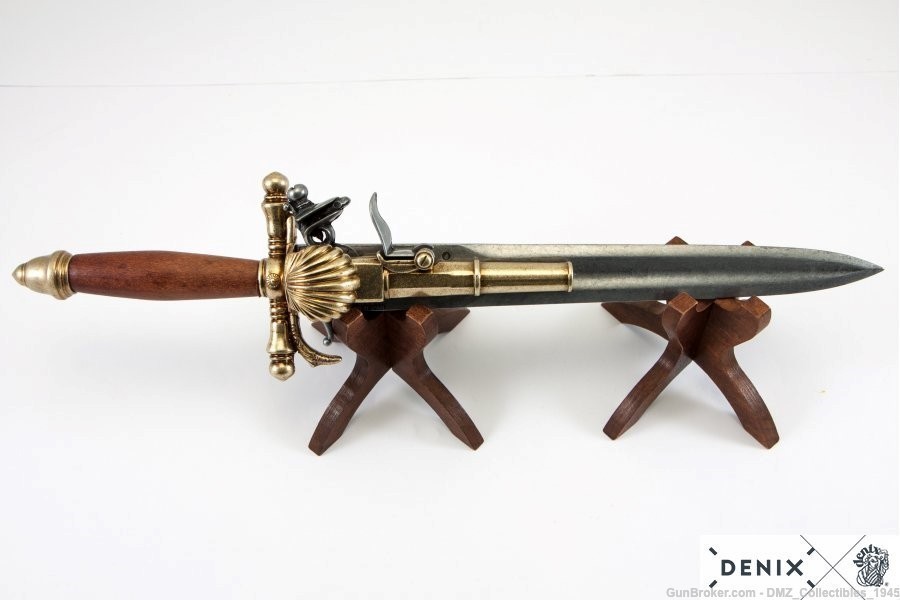 1700s French Non Firing Dagger Pistol Gun by Denix of Spain-img-1