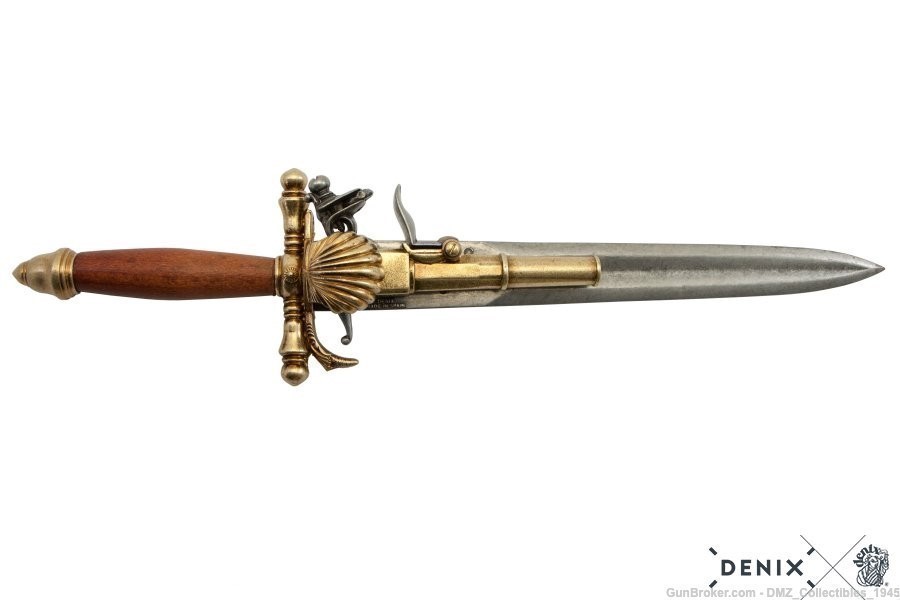1700s French Non Firing Dagger Pistol Gun by Denix of Spain-img-0