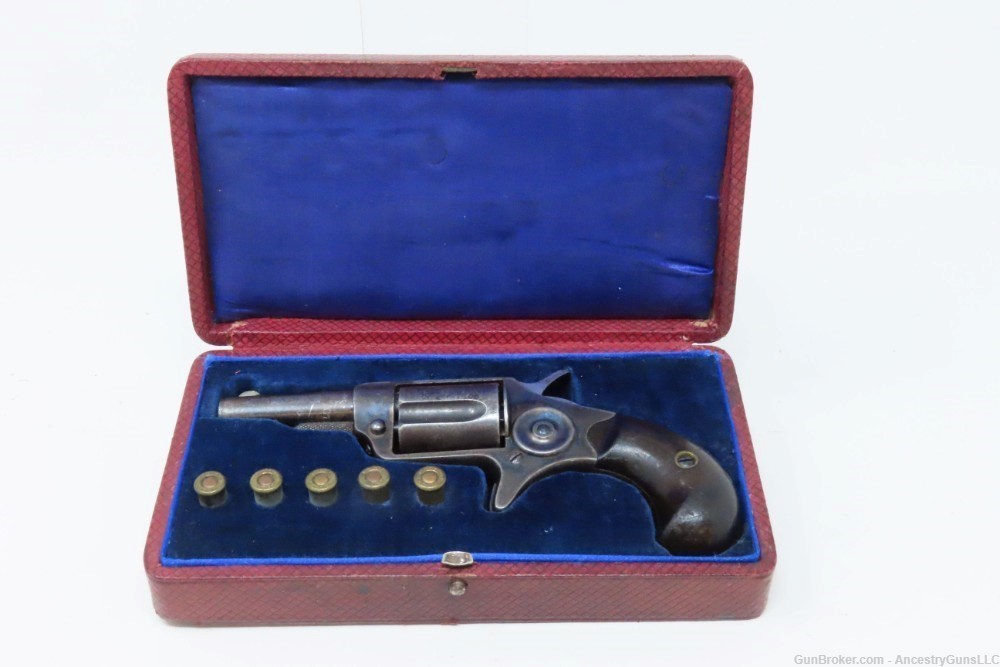 CASED Antique 5-Shot COLT NEW LINE .32 Caliber CF ETCHED PANEL Revolver    -img-1