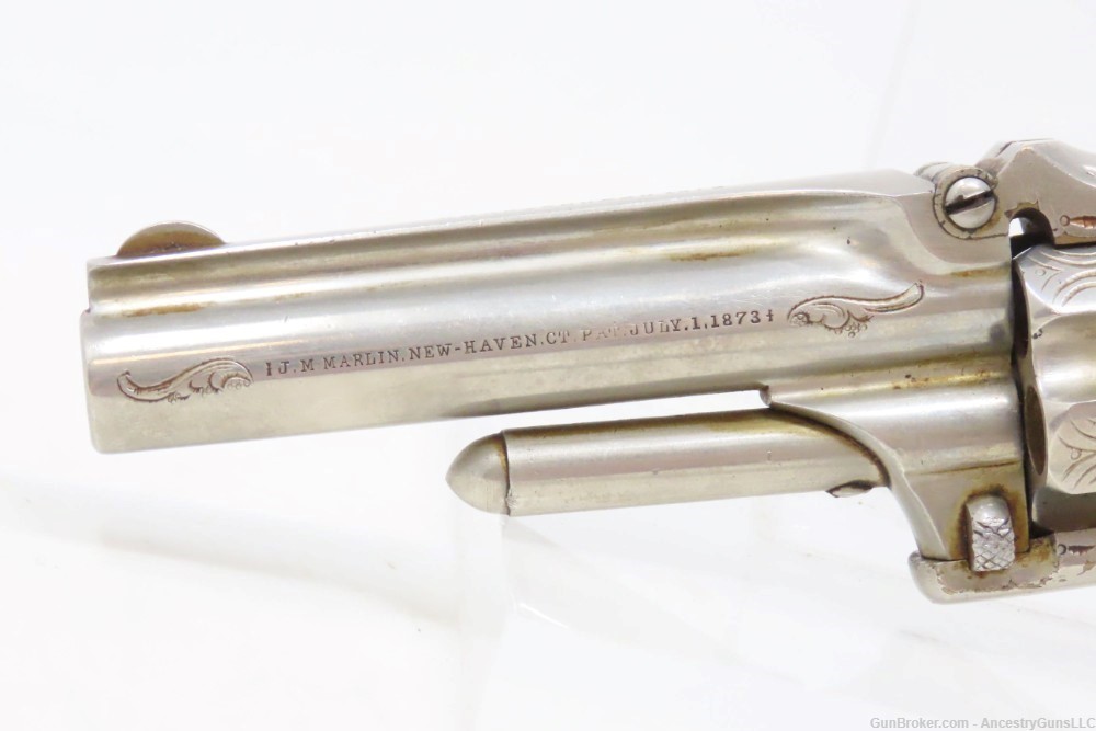 Rare ENGRAVED Antique MARLIN XXX Standard 1872 .32 Cal. RF POCKET Revolver -img-4
