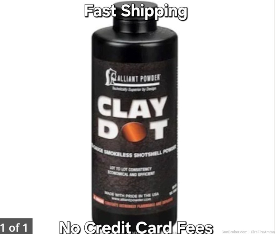 Alliant Clay Dot Smokeless Powder 1 pound bottles Clay Alliant ClayDot Dot -img-0