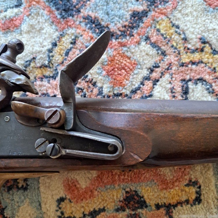 German Made Hawes Flintlock Pistol Smooth Bore Rare! Like 1851 1816 1813 36-img-3