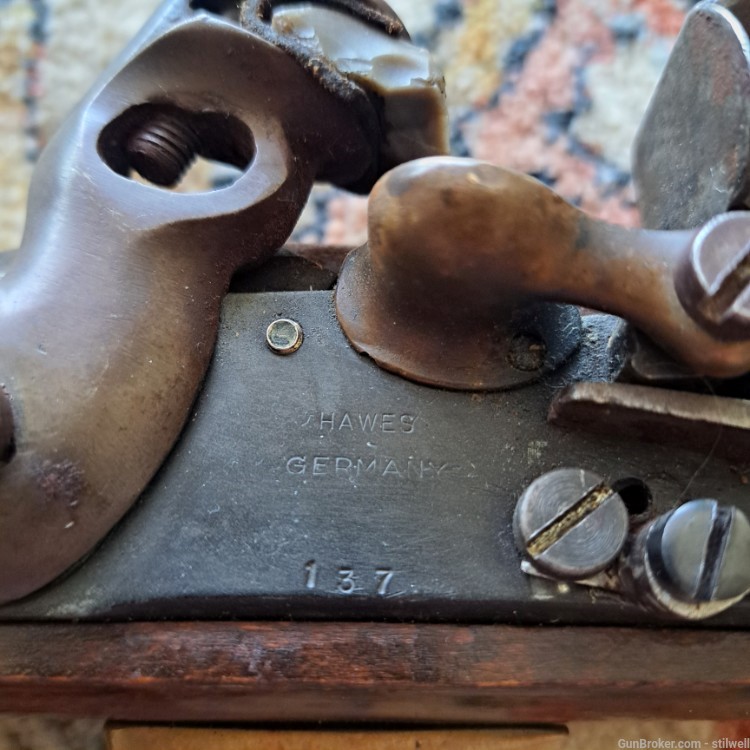German Made Hawes Flintlock Pistol Smooth Bore Rare! Like 1851 1816 1813 36-img-5