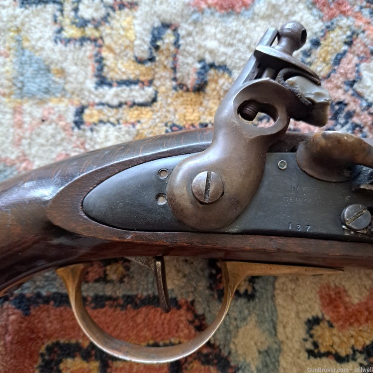 German Made Hawes Flintlock Pistol Smooth Bore Rare! Like 1851 1816 1813 36-img-2