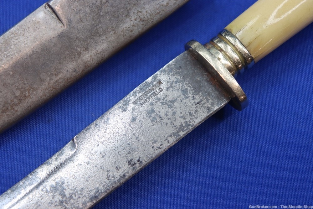 Wostenholm Sheffield England Bone Handled Knife Vintage Blade Metal Sheath-img-3