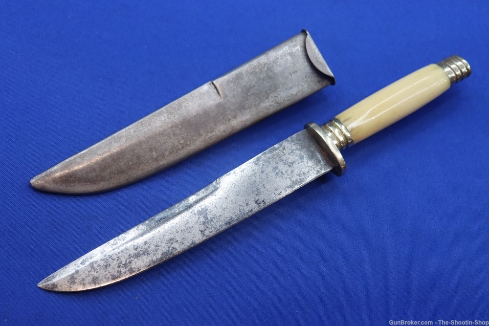Wostenholm Sheffield England Bone Handled Knife Vintage Blade Metal Sheath-img-0